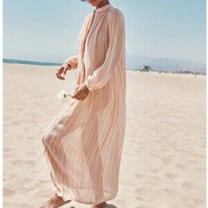 Christy Dawn Riley Maxi Coverup Dress In Salmon Stripe S​​​​​​